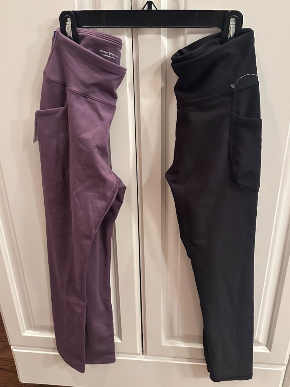 Lot of 2 Old Navy Active Girl's High Rise Leggings Purple and Black Size L 10-12